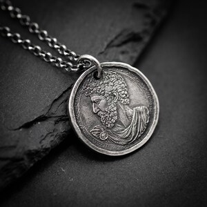 Marcus Aurelius Silver Pendant Necklace, Personalized Roman Emperor Jewelry, Unique Christmas Gift for Men image 4