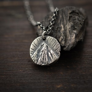 Rustic Mountain Adventure Silver Necklace, wanderlust Travel Gifts, Men pendant necklace, Handmade Nature jewelry