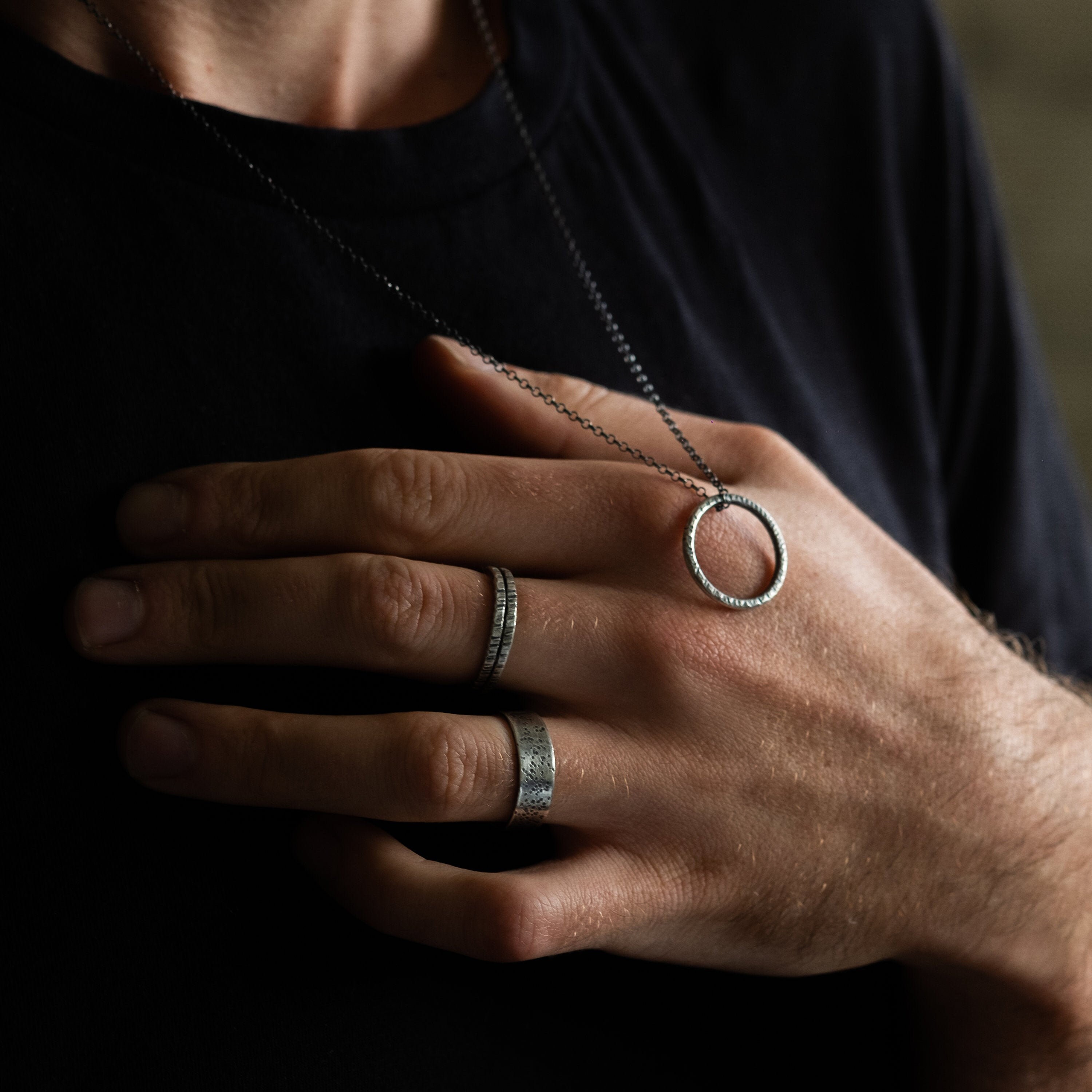 Simple Mens Circle Necklace Viking Jewelry Rustic Pagan | Etsy