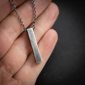 Collar de plata para hombre, colgante de barra geométrica, regalo de novio, joyería de plata hecha a mano para hombre, regalos únicos, joyería minimalista, regalo de marido imagen 6