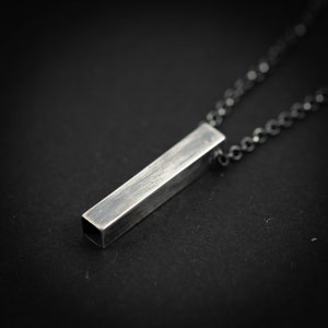 Collar de plata para hombre, colgante de barra geométrica, regalo de novio, joyería de plata hecha a mano para hombre, regalos únicos, joyería minimalista, regalo de marido imagen 8