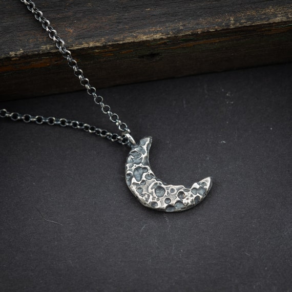Amazon.com: Crescent moon necklace for men, men's necklace silver half moon  pendant, silver chain, birthday gift for him, waterproof lunar moon necklace  : Handmade Products