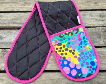 Electric Leopard Kasey Rainbow Double Oven Mitts, Jen's Corner Shop