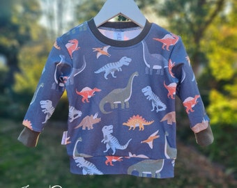 Dinosaurier French Terry Pullover. Triceratop, Stegosaurus, T-Rex Brontosaurus Jen's Corner Shop