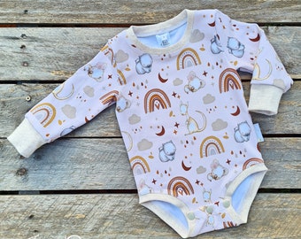 Australian Animals Baby Bodysuit: Rainbow Kangaroo Koala Print