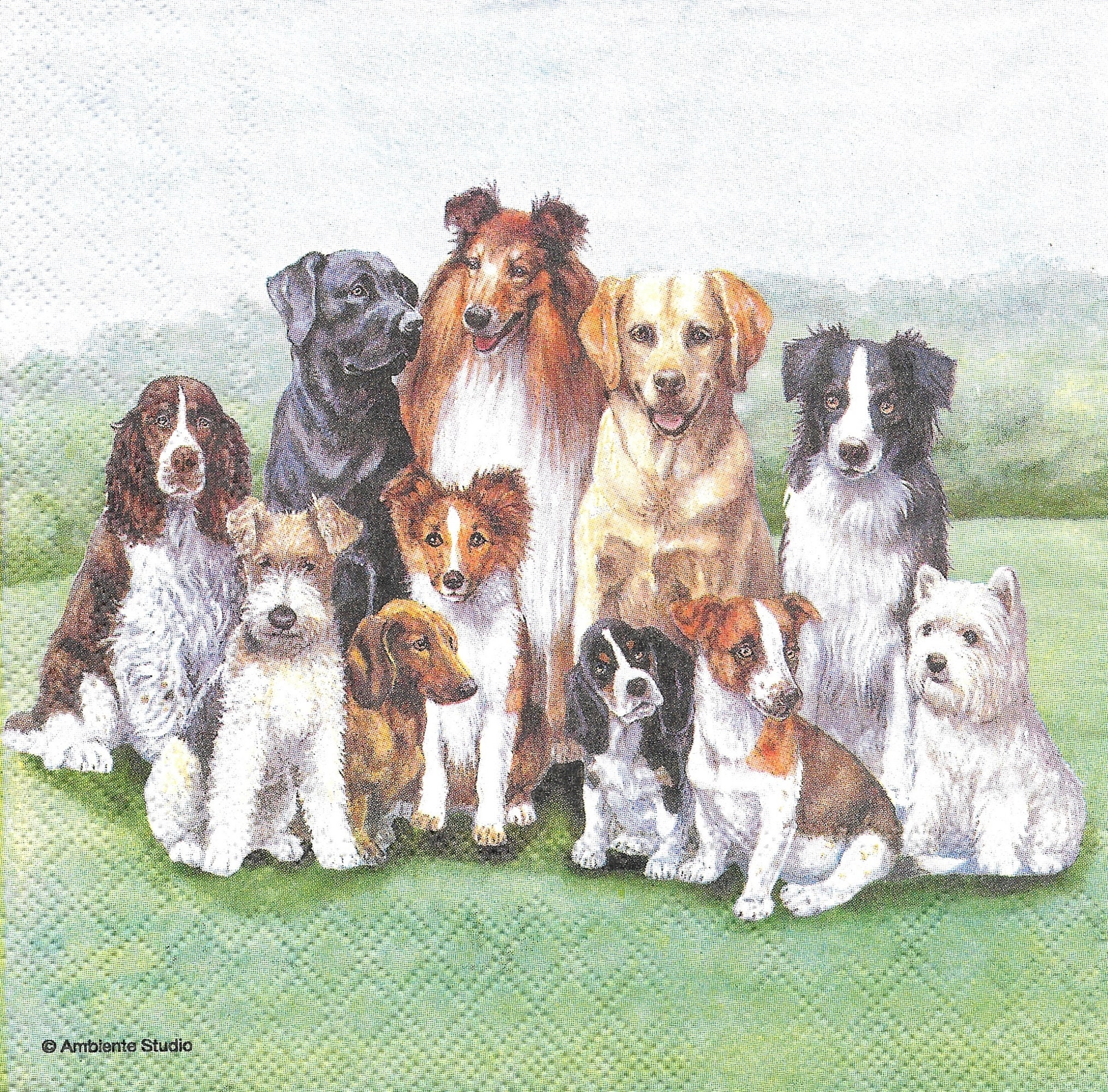 Decoupage Paper Napkin Group of Dogs Etsy