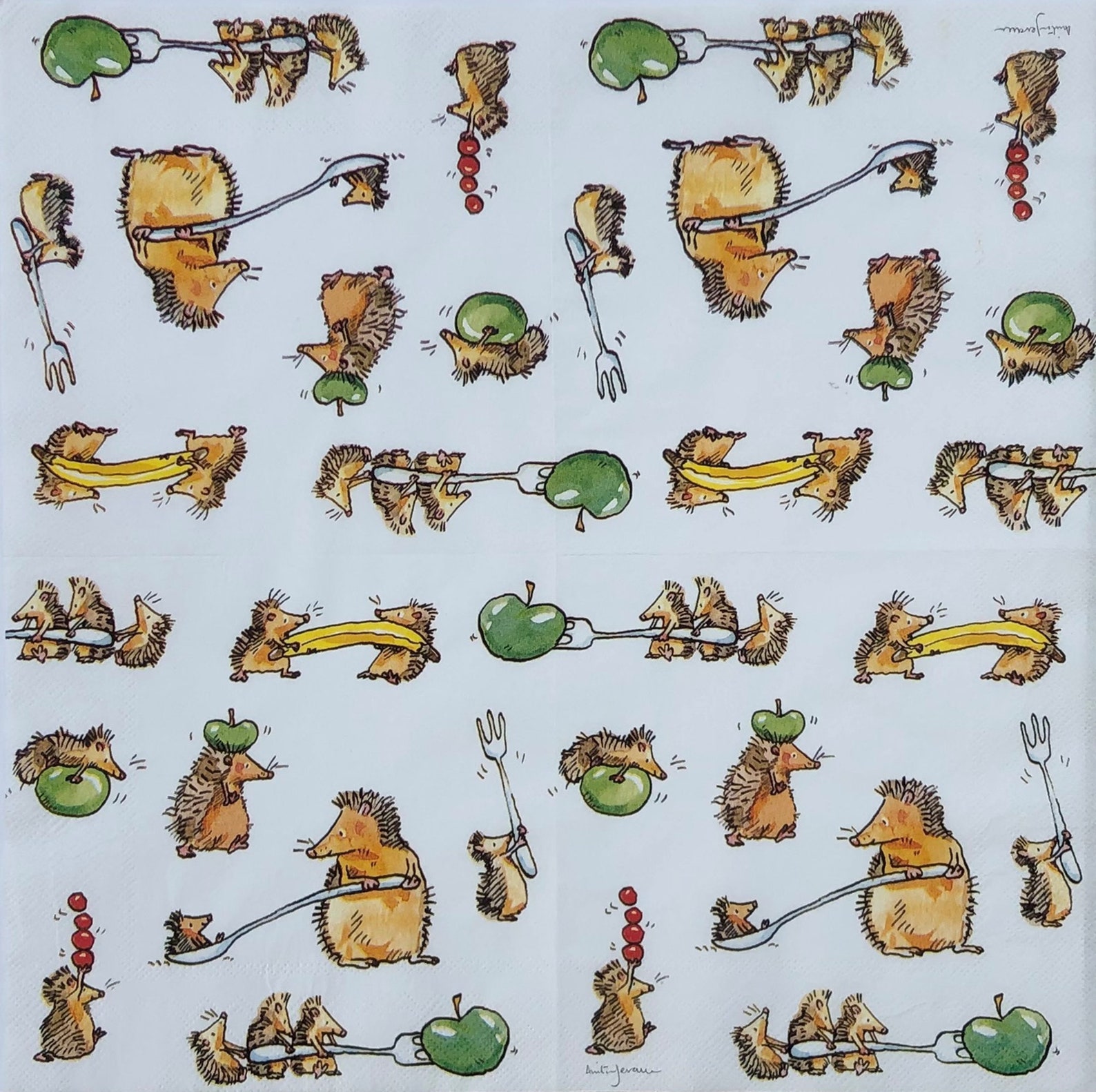 Decoupage Paper Napkin Funny Hedgehogs Etsy