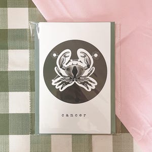 Biglietto di compleanno con segno zodiacale / Biglietto di compleanno con segno zodiacale Cancro / Biglietto di compleanno / Biglietto di compleanno con disegno in bianco e nero / Biglietto di compleanno astrologico
