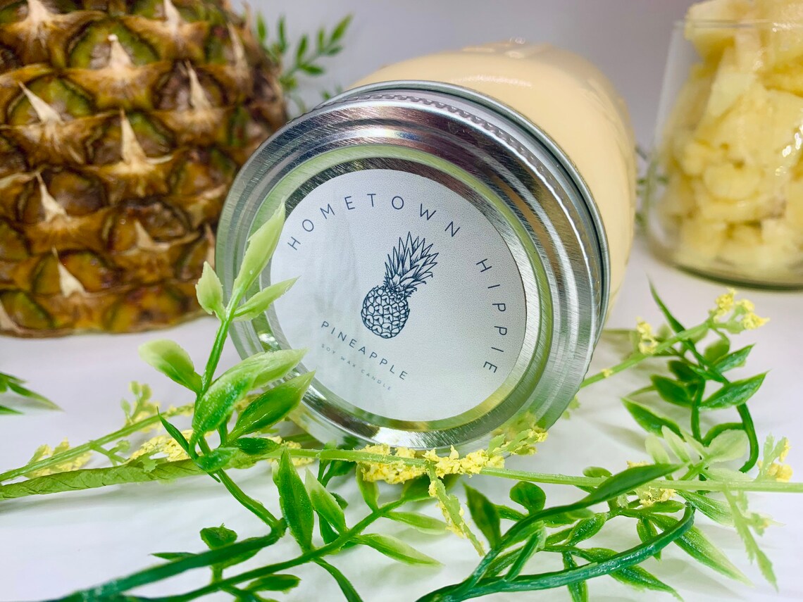 Tropical Pineapple Candle Citrus Pineapple Scented 16 Ounce Etsy