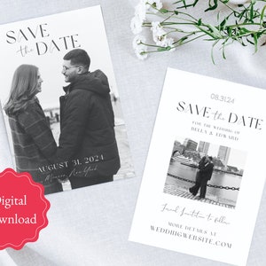 Modern Save the Date Card Template, Printable Save the Date Card, Save Our Date Cards Editable