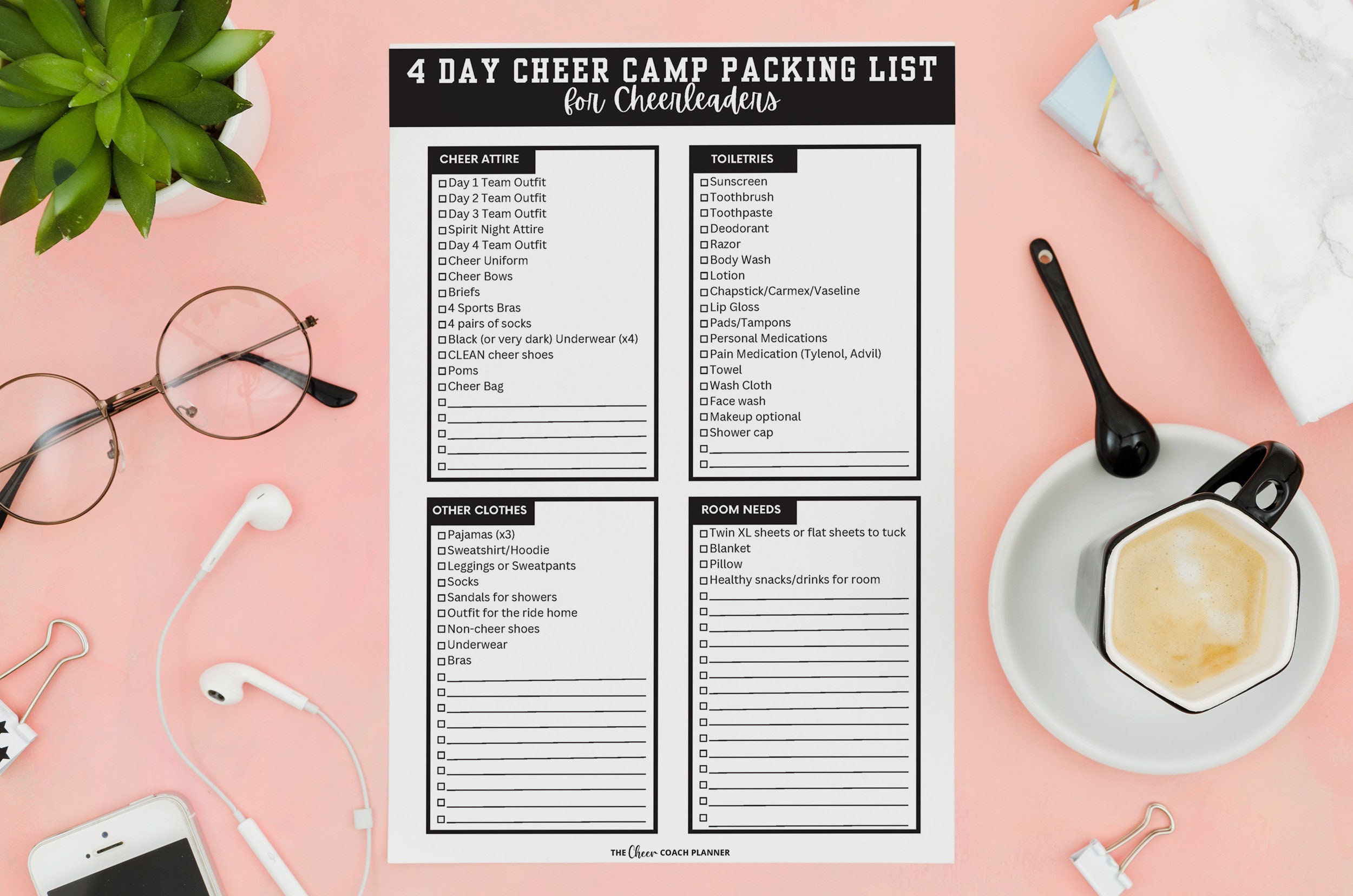 Cheerleading Camp Packing List 3 Day Overnight Cheer Camp Etsy