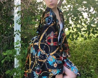 Kimono, Robe, Satin Kimono, Print Kimono, Designer Inspired, Lounge Wear, Short Kimono, Women's Wear, Cardigan, Kimono Robe, Bath robe