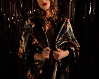 Satin Kimono, Short kimono, tiger kimono, peacocks, lingerie, animal print , kimono lingerie, nightwear, pajamas, cover up, robe, sleepwear