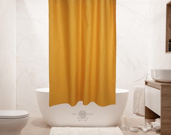 Water-repellent linen curtain, 100% ecological - Mustard yellow