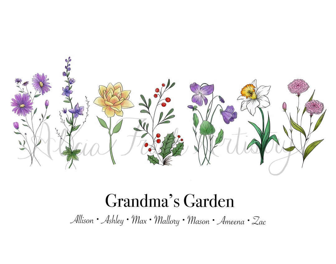 Birth Flower Bouquet Custom Print, Custom Family Birth Flower Bouquet ...