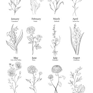 Birth Flower Bouquet Custom Print, Custom Family Birth Flower Bouquet ...