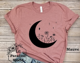 Flower Moonchild Shirt-Moon Shirt-Plant Shirt-Astronaut Shirt-Astronaut Gift-Garden Lover-Gift for Gardener-Boho Clothing-Moonchild Shirt