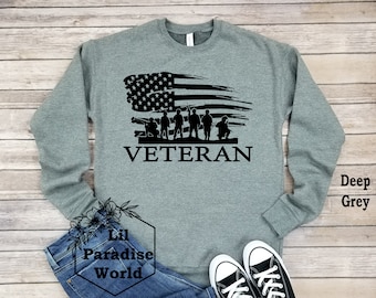 Veterans Flag Sweatshirt-Veterans Day Sweatshirt-Womens Veterans-Mens Veteran-Retired Military Gift-Army Wife-Military Shirt-Marine Veteran