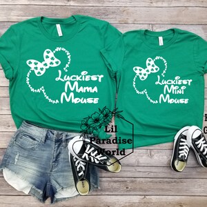 Luckiest Mama-Mini Mouse Mommy And Me Shirt,Disney St Patricks Mommy And Me,St Patricks Outfit,Minnie Mouse Shirt,Disney Mommy And Me Shirts