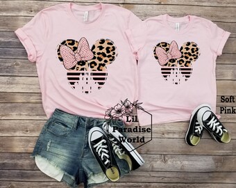 Leopard Minnie Shirt Disney Leopard Shirt Pink Bow Leopard Minnie