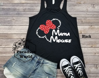 Polka Dot Bow Mama-Mini Mouse and Silhouette Daddy Mouse Tank,Disney Mommy  And Me,Magic Kingdom Tank,Minnie Mouse Tank,Disney Family Tanks