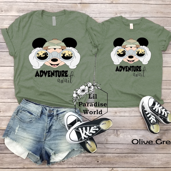 Mickey Binoculars Adventure Awaits Shirt,Matching Animal Kingdom,Safari Mickey Mouse Shirt,Disney Safari Shirt,Safari Minnie Mouse Shirt