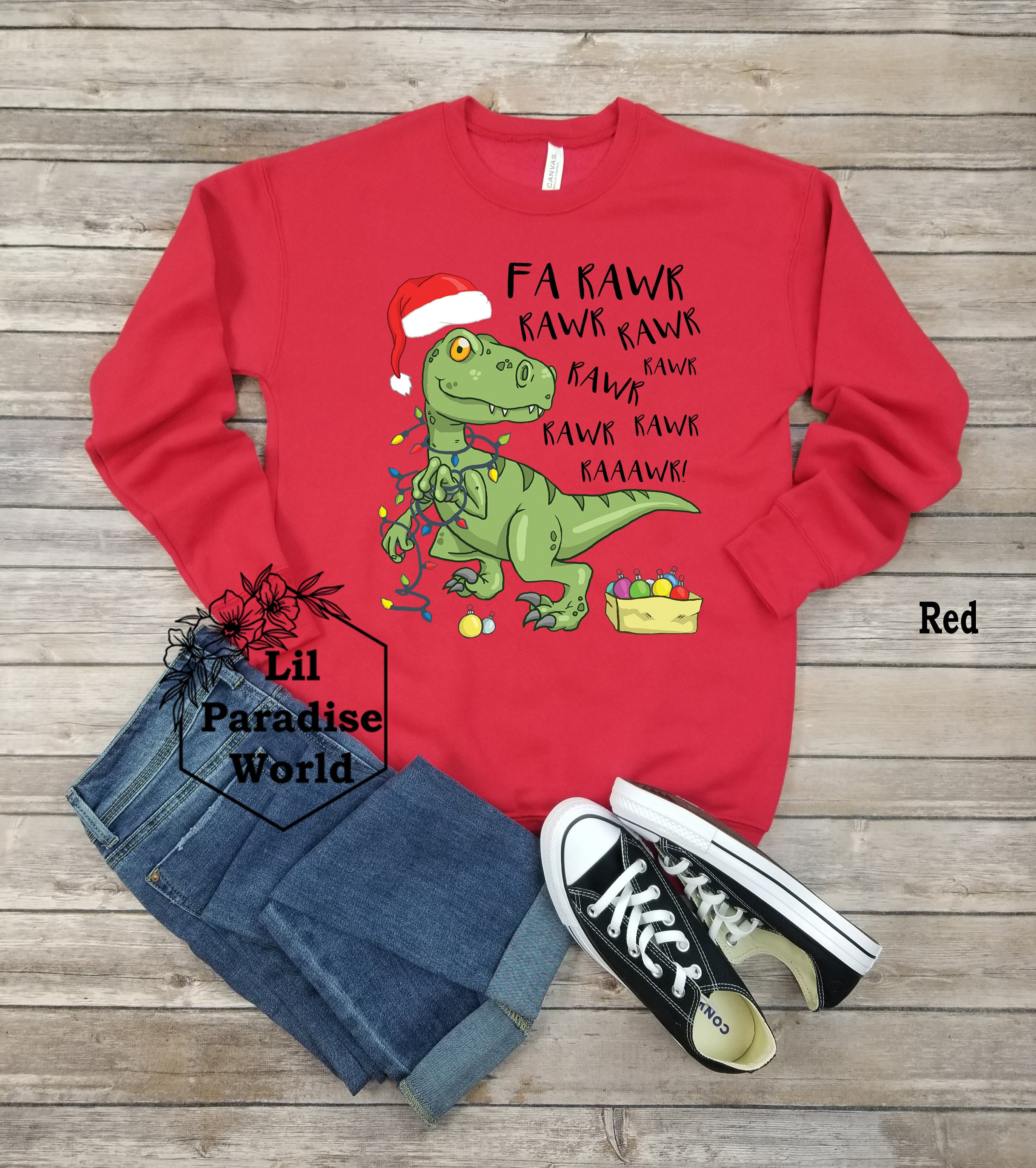 Christmas Dinosaur Sweatshirt-christmas Sweatshirt-dinosaur - Etsy