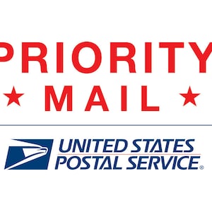 May include: Red and white logo for Priority Mail, a service of the United States Postal Service.