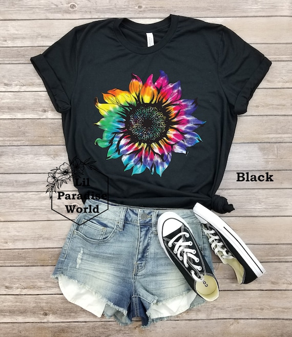 Sunflower Tie Dye Shirt tie Dye Shirts for Women tie Dye Shirts rainbow Sunflower Shirt boho Shirt sunflower Shirt feminist rainbow Tie Dye Etsy