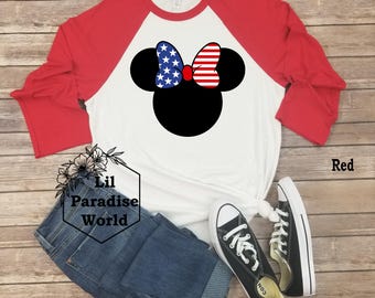 USA Minnie Mouse Baseball Shirt,Disney Fourth of July Shirt,Disney July 4th Shirt, Minnie Mouse July 4th Shirt,Magic Kingdom July 4th Shirt