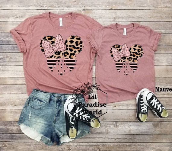 Pink Bow Leopard Minnie Mouse Matching Shirt animal Kingdom minnie Mouse Shirt disney Mommy and Me disney Summer Shirt disney Cheetah Shirt Etsy