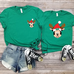 Pocket Reindeer Minnie Mouse Christmas Shirt,Mickey&#39;s Very Merry Christmas Party,Christmas Mommy and Me Shirts,Disneyland Christmas Shirt