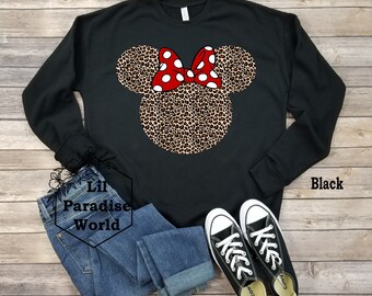 Leopard Polka Dot Bow Sweatshirt,Cheetah Sweatshirt,Animal Kingdom Hoodie,Womens Animal Kingdom Sweatshirt,Safari Minnie Mouse Sweatshirt
