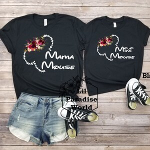 Floral Bow Silhouette Mama-Mini Mouse Mommy And Me Shirt,Boho Mommy And Me,Animal Kingdom Outfit,Minnie Mouse Shirt,Disney Mommy And Me