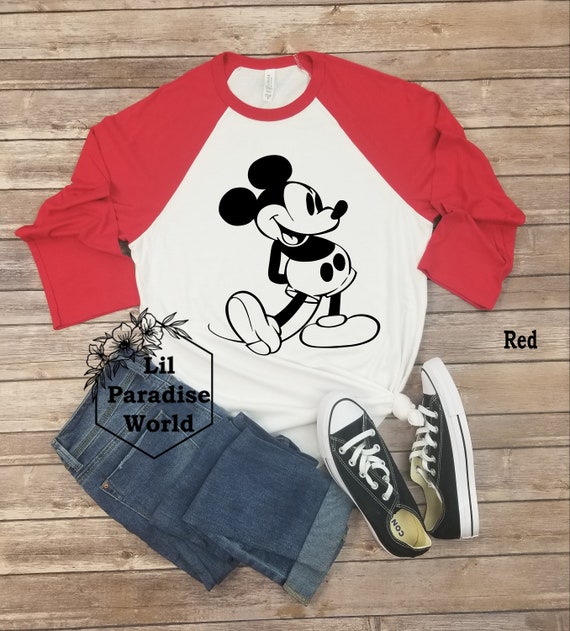 Outline Mickey Mouse Baseball Shirt Disney Mickey Mouse Shirt Disney Classic Shirt Disney Retro Shirt Disney Baseball Shirts Disney Raglan