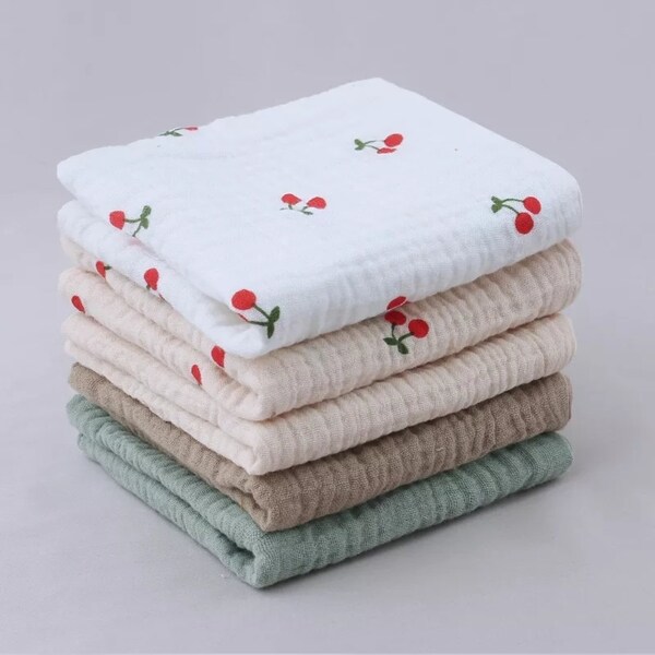 5 Piece 4 Layer Cotton Muslin  Washcloth Baby Burp Cloth-Modern Burp Cloths-Rainbow burp cloth - Minimal Nursery- Gender Neutral Baby
