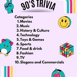 1990&#39;s Categorized Trivia Questions for Pub, Party, Personal use