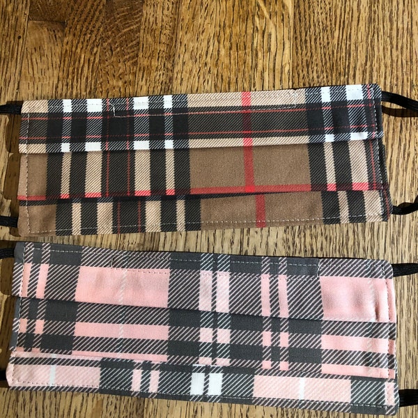 Plaid face mask, 2 options, famous designer look