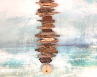 Drink The Wild Air. Stunning, nearly 3 ft Driftwood Mobile/Valhalla Ladder/Art, adorned with a Beautiful, Large, Native Sea Urchin
