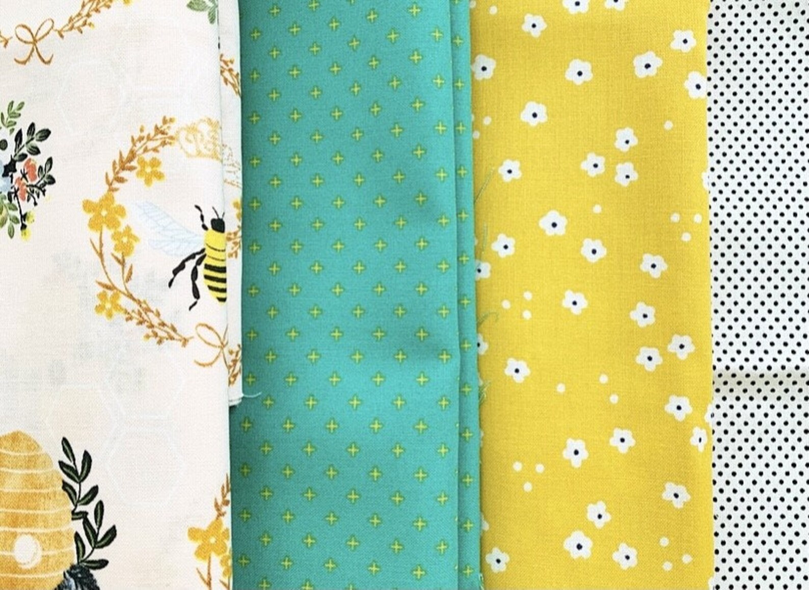 Yellow Bee Fabric Bundle Cotton Yellow Daisy Flower Fabric Etsy