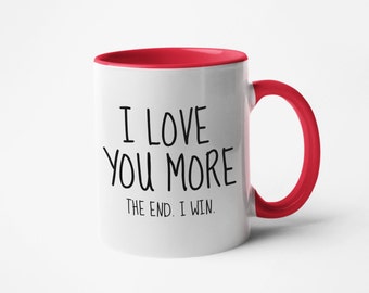 Two Toned Te amo más taza, taza del día de San Valentín, regalo de San Valentín, regalo para él, regalo para ella, regalo de cumpleaños para novia novio