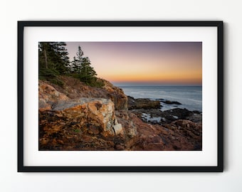 Acadia National Park, Cliffs, Sunset Shore, Rocky Coast, Autumn, Maine Photography, National Park Photography, Nature Photo, Water, Atlantic