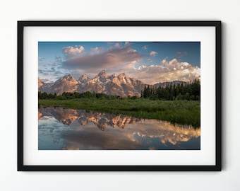 Grand Teton, Mountain Photography, Wall Art, Schwabacher Landing, Wyoming Photography, Landscape Photography, Mountain Reflections, Sunrise