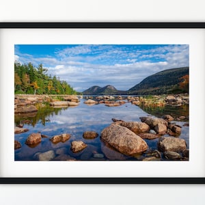 Acadia National Park, Jordan Pond, Clear Water, Pond, Autumn, Blue Sky, Maine Photography, National Park Photography, Nature Photo, Water