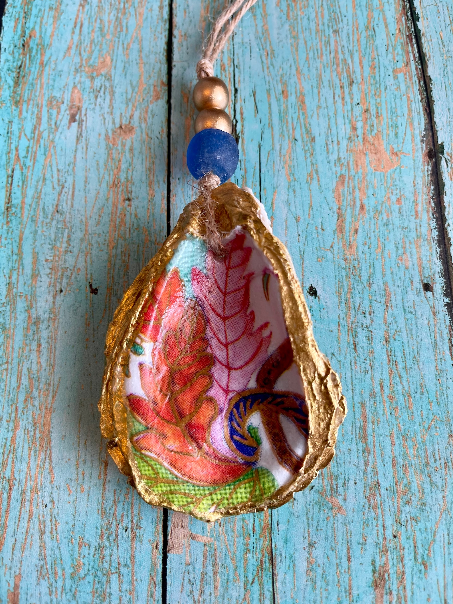 Decoupage Oyster Shell Napkin Rings Table Decor Blue and Etsy