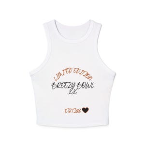 Women&#39;s Micro Rib Racer Tank Top: Fitted High Neck Crop Top Breezy Bowl XX