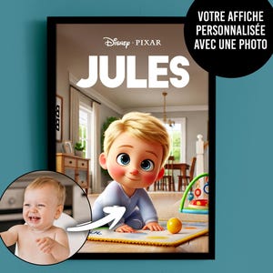 Personalisiertes Baby-Kind-Portrait-Poster, Disney-Pixar-Familienfoto, Illustration, Weihnachtsgeschenkidee, Muttertag, Vatertag