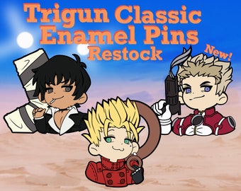 Vash, Wolfwood and Kni Classic 2 Inch Hard Enamel Pins