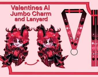 Valentines Alastor Lanyard and 4" Inch Jumbo Acrylic Charm