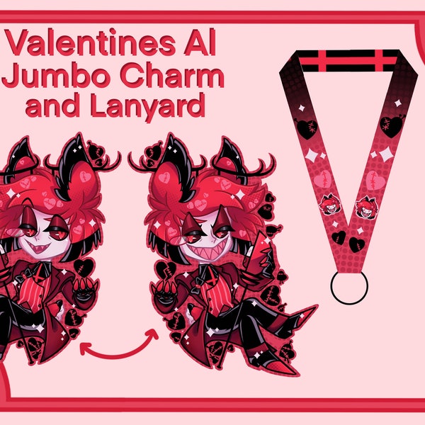 Valentines Alastor Lanyard and 4" Inch Jumbo Acrylic Charm
